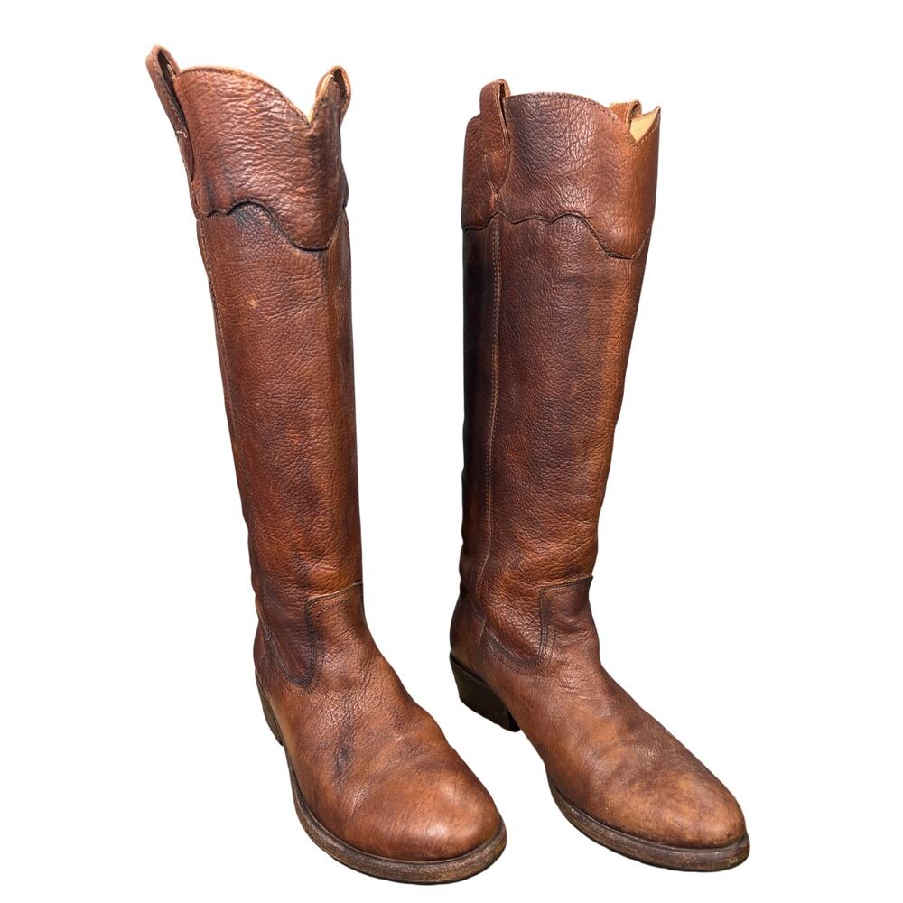 Frye Carson Brown Distressed Lug Sole Riding Boots Size US 8.5 B - Picture 5 of 10